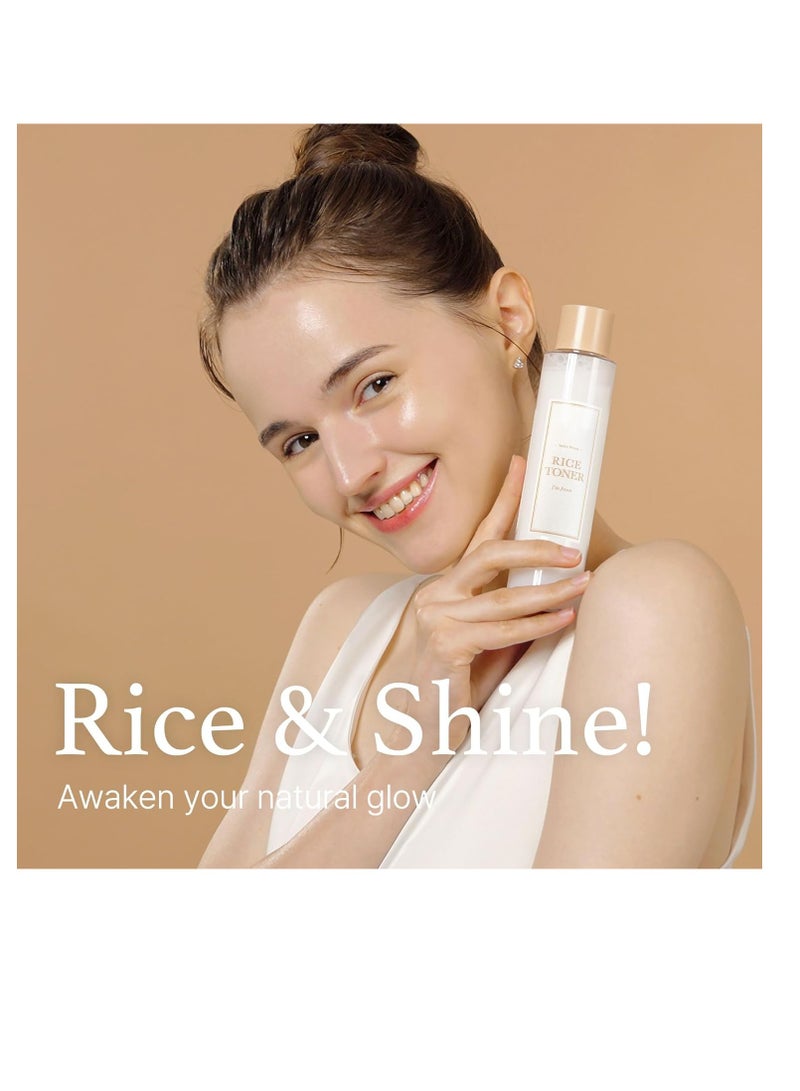 I'm from Rice Toner, Milky Toner for Glowing Skin, 77.78% Korean Rice, Glow Essence with Niacinamide, Hydrating for Dry, Dull, Combination Skin, Vegan, Fragrance Free, Glass Skin 5.07 Fl Oz