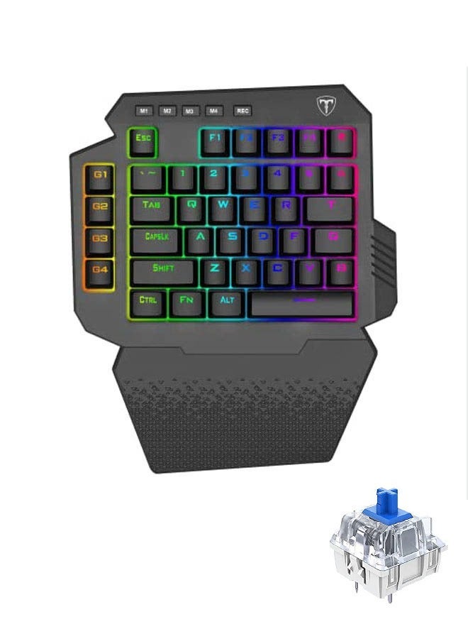 Wireless One-Handed RGB Mechanical Gaming Keypad with 6 Onboard Macro Keys,High speed gaming grade,Compact design 4 profiles for different game configuration,44keys for gamer