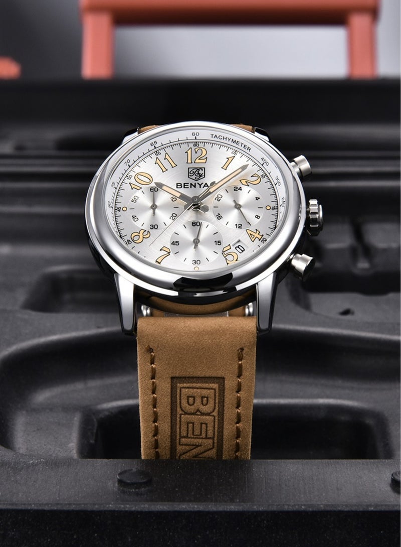 Men Quartz Watch Analog Chronograph Sports Wrist Watch For Men White