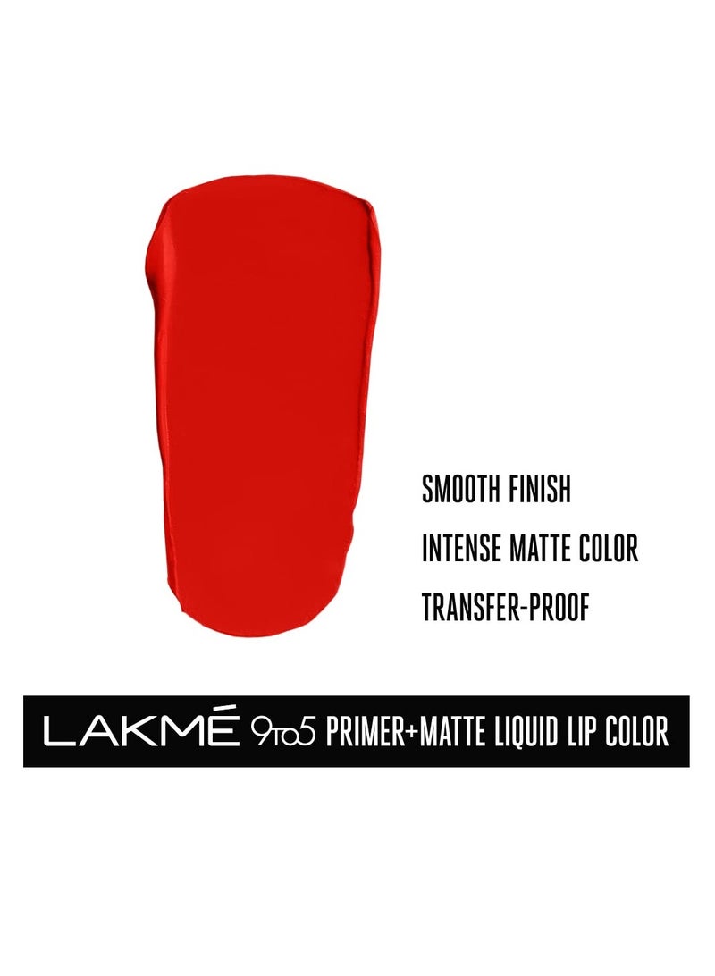 Lakmé 9to5 Primer  Matte Liquid Lip Color MR1 Fiery Scarlet