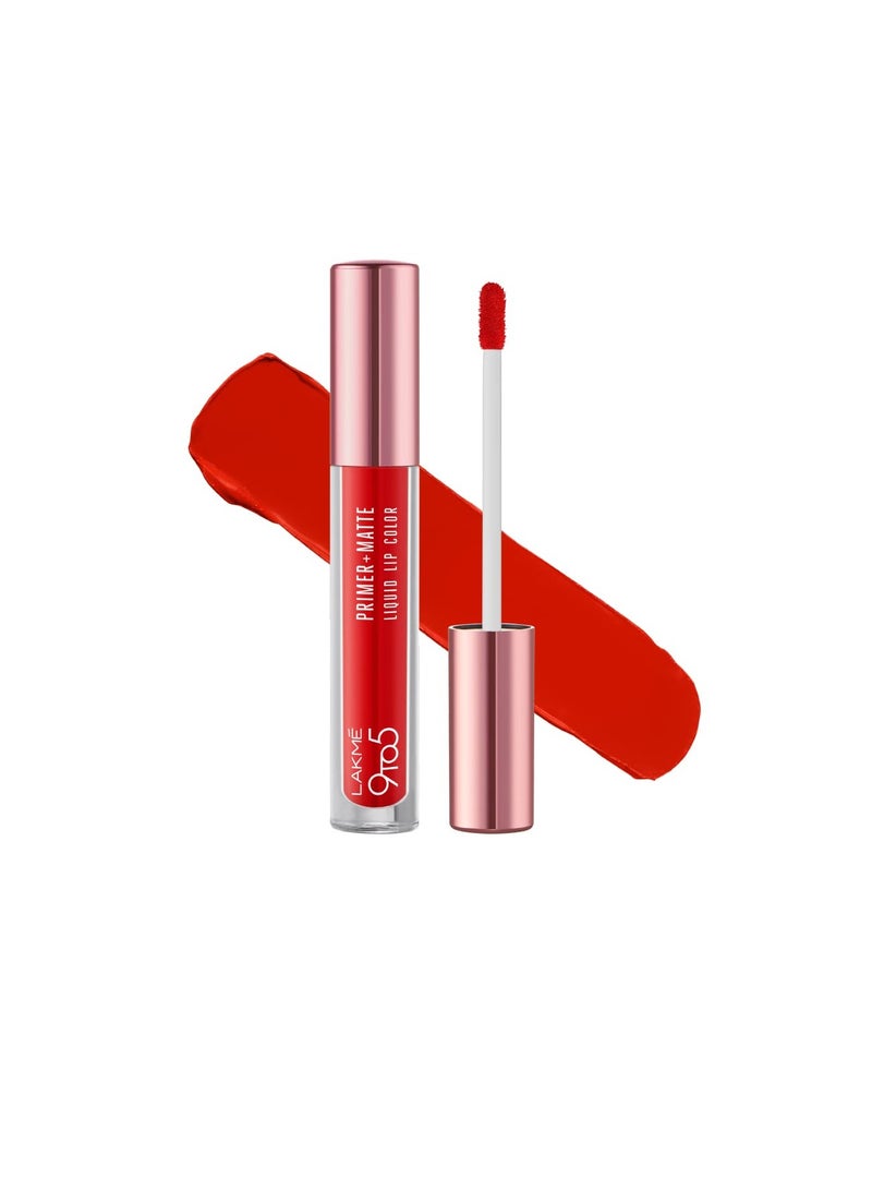 Lakmé 9to5 Primer  Matte Liquid Lip Color MR1 Fiery Scarlet