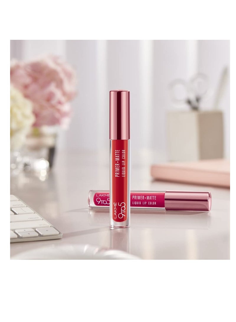 Lakmé 9to5 Primer  Matte Liquid Lip Color MR1 Fiery Scarlet