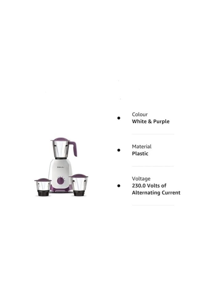 New 750W Mixer Grinder with Centrifugal Juicer, 3 Jars for Liquidizing, Wet & Dry Grinding, High-Performance Motor, Stainless Steel Blades | Easy & Efficient Juicing 2.9 L 750 W Ninja Series White/Purple