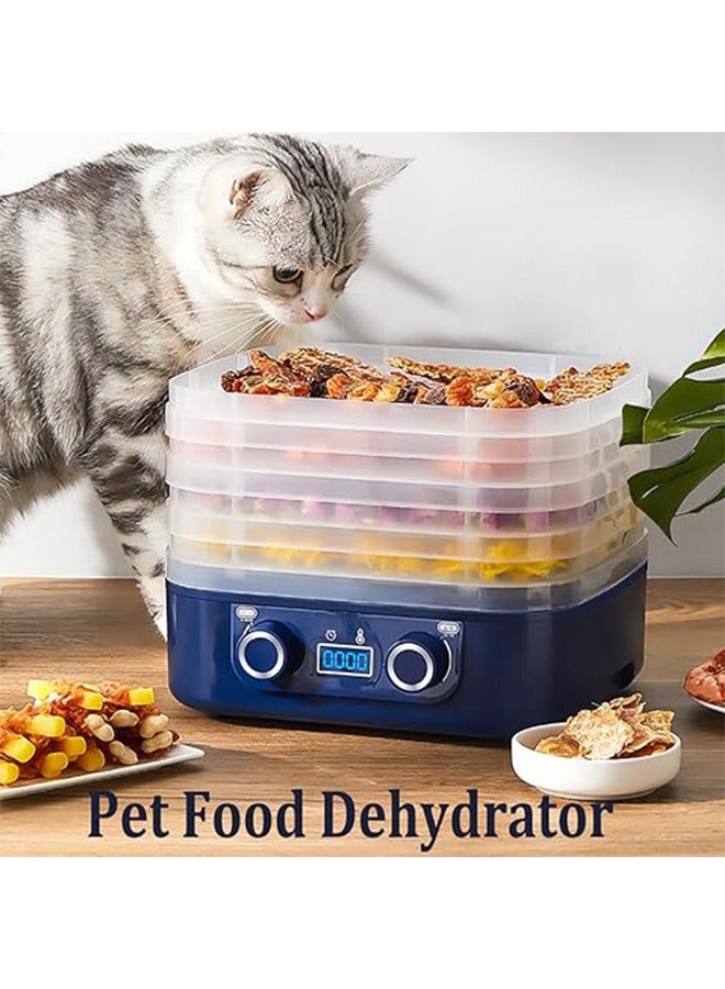 Food Dehydrator Machine 5 Trays With Digital Timer And Temperature Control For Fruit Vegetable Meat Beef Jerky 160W HM-801 Blue