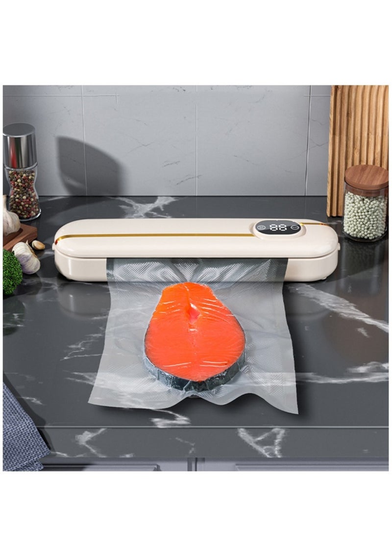 Vacuum Sealer Machine, Automatic Air Sealing System for Food Storage Dry and Wet Food Modes with 10Pcs Seal Bags Starter Kit