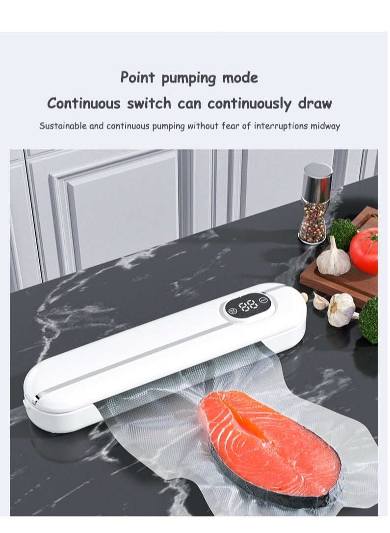 Vacuum Sealer Machine, Automatic Air Sealing System for Food Storage Dry and Wet Food Modes with 10Pcs Seal Bags Starter Kit