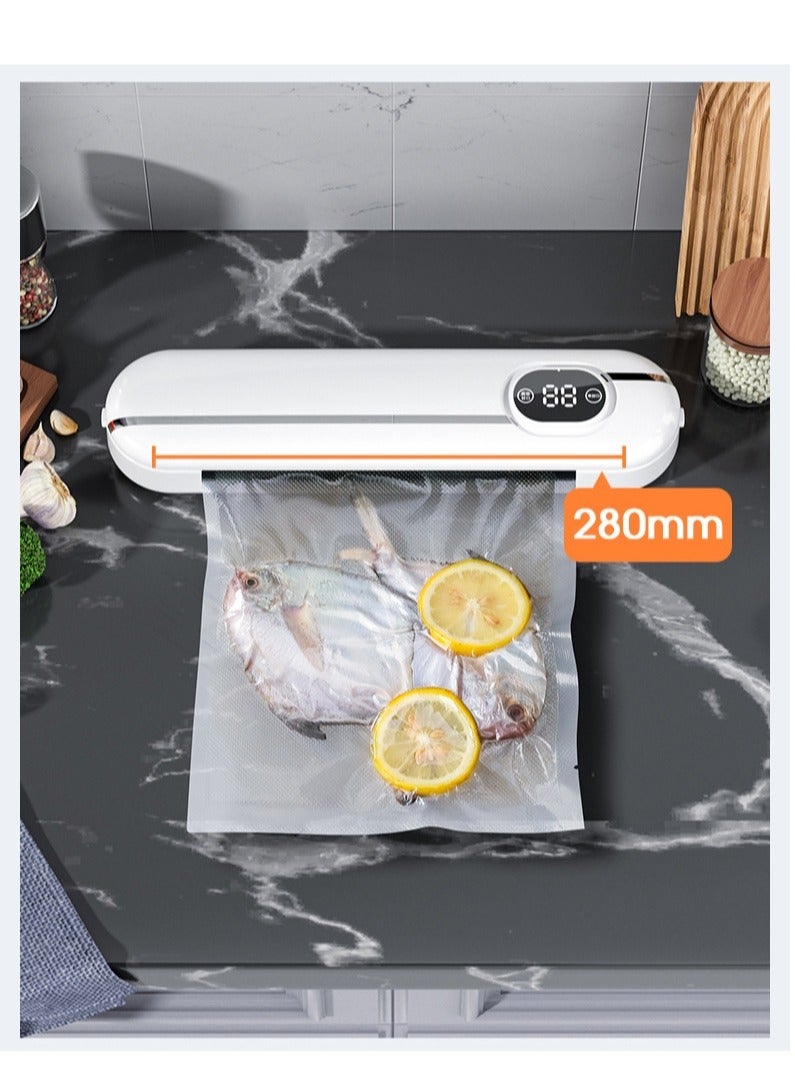 Vacuum Sealer Machine, Automatic Air Sealing System for Food Storage Dry and Wet Food Modes with 10Pcs Seal Bags Starter Kit