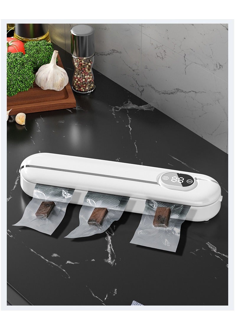 Vacuum Sealer Machine, Automatic Air Sealing System for Food Storage Dry and Wet Food Modes with 10Pcs Seal Bags Starter Kit