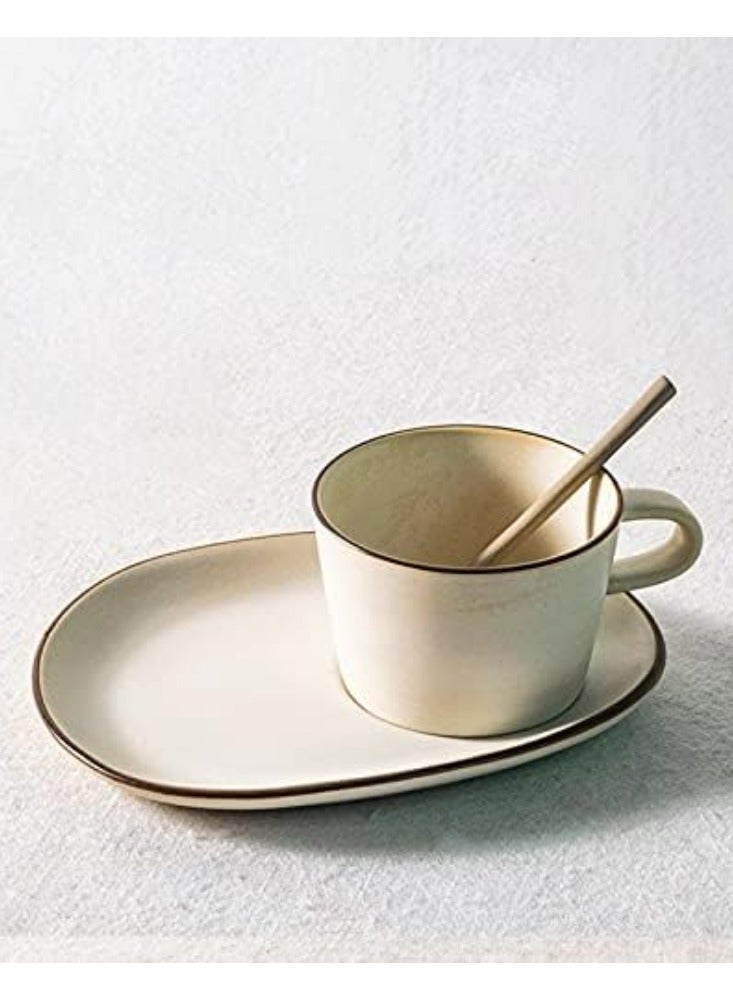 Ceramic Cup and Saucer Set for Tea(A Set of Three Pieces)