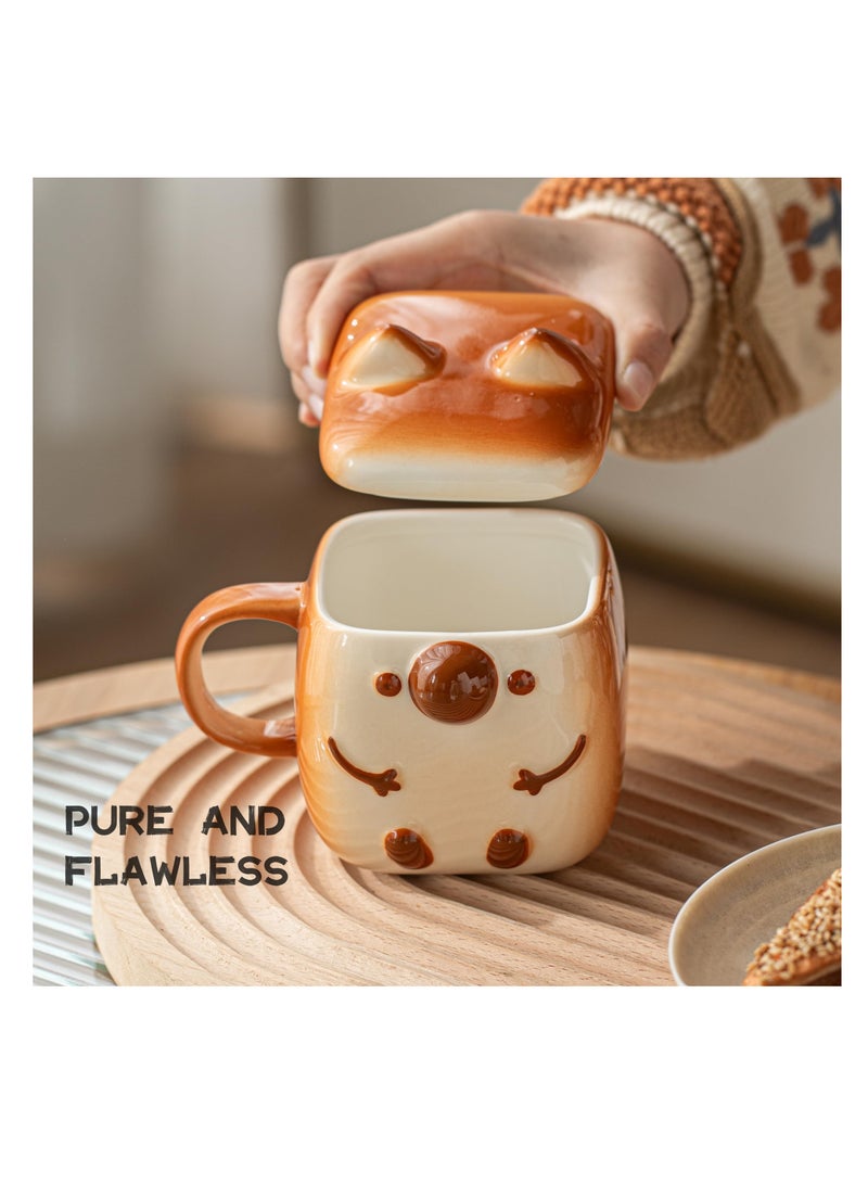 Cute Coffee Mug, Novelty Funny Cup, Unique Cool Porcelain Tea Mugs, Creative Kawaii Cartoon Anime Style, Kawaii Mug for Women Kids Adults Men, Coffee Mugs Gift for Anime Lovers, Coffee Toast