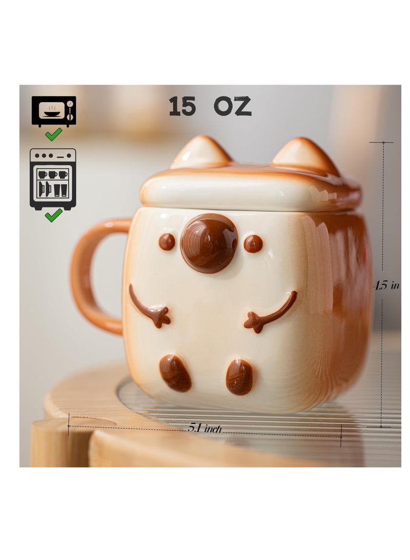 Cute Coffee Mug, Novelty Funny Cup, Unique Cool Porcelain Tea Mugs, Creative Kawaii Cartoon Anime Style, Kawaii Mug for Women Kids Adults Men, Coffee Mugs Gift for Anime Lovers, Coffee Toast