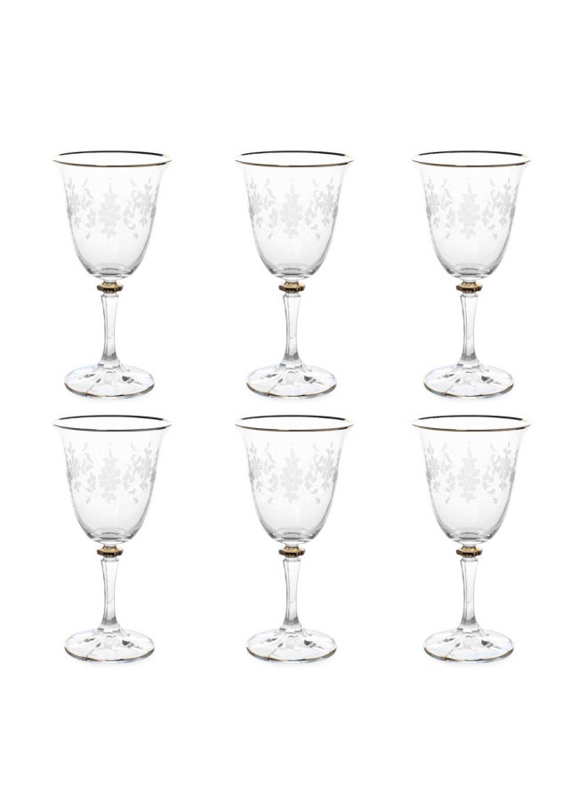 Ricco Red Wine Glass, Clear & Gold - Set Of 6