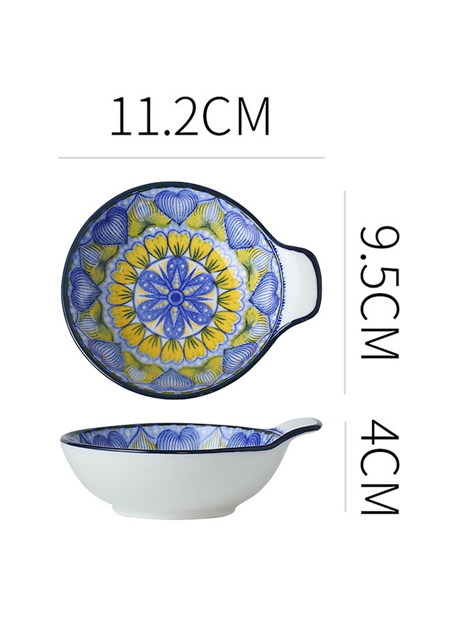 6-Piece Hand-Painted Bowl With Handle Blue/White 11.2x9.5x4cm