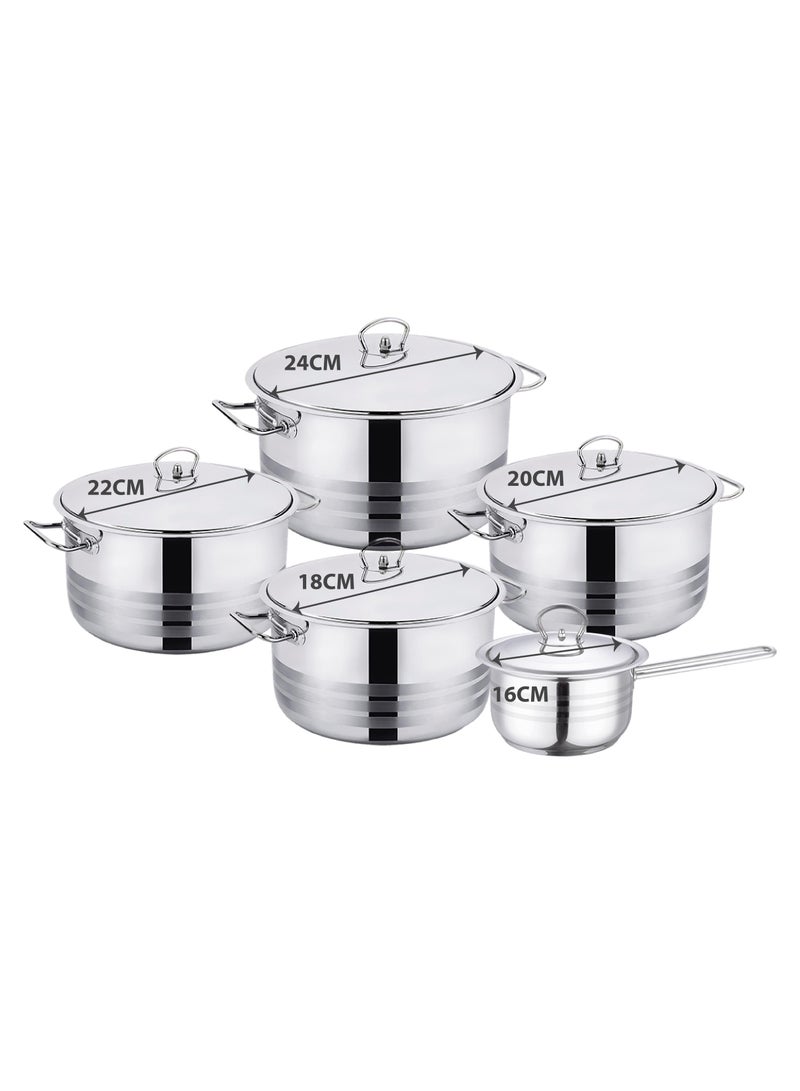 10 Pieces  Stainless Steel  Cookware Set  Premium Cooking Pots and Saucepans with Stainless Steel Lid