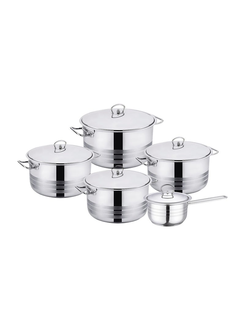 10 Pieces  Stainless Steel  Cookware Set  Premium Cooking Pots and Saucepans with Stainless Steel Lid