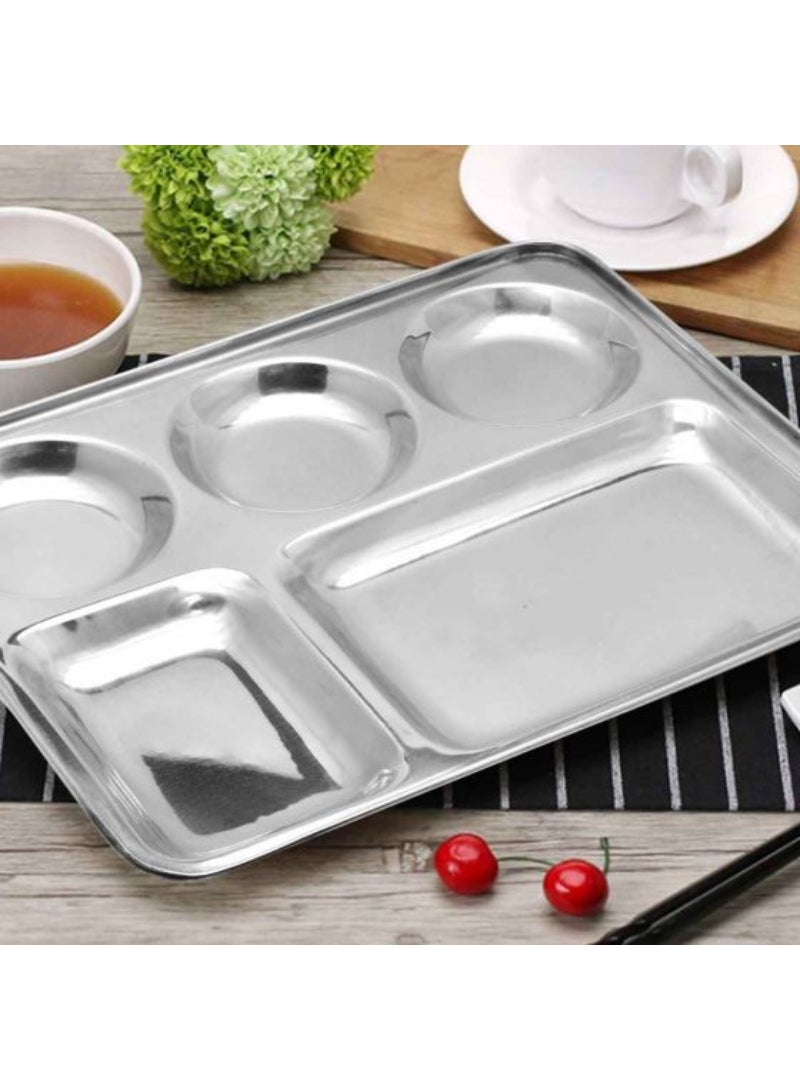 Steel Rectangle Divided Round Tray Five Compartment