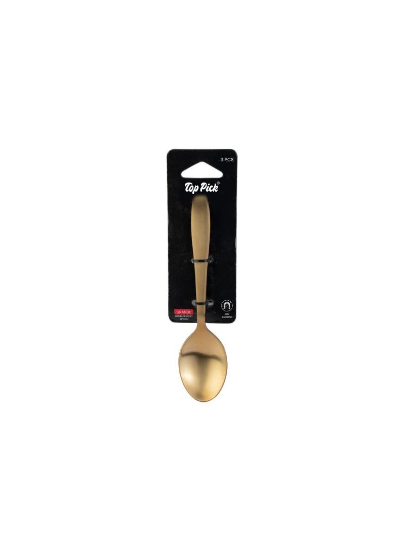 Gold Dessert Spoon Km0105 3Pc Pack Grande