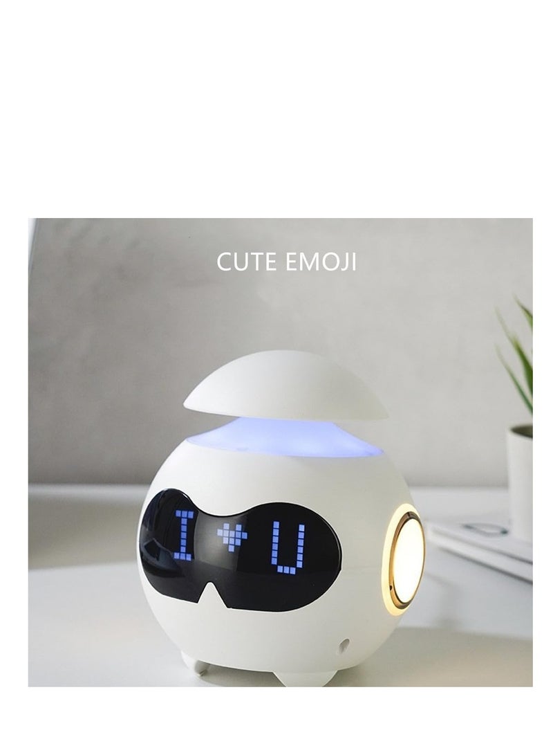 Alarm Clock for Kids, USB Powered Wake Up Alarm Clock with Emoji, Dual Alarm Setting, Bluetooth Alarm Clock with Adjustable Night Light for Bedroom, Reading, Office, White