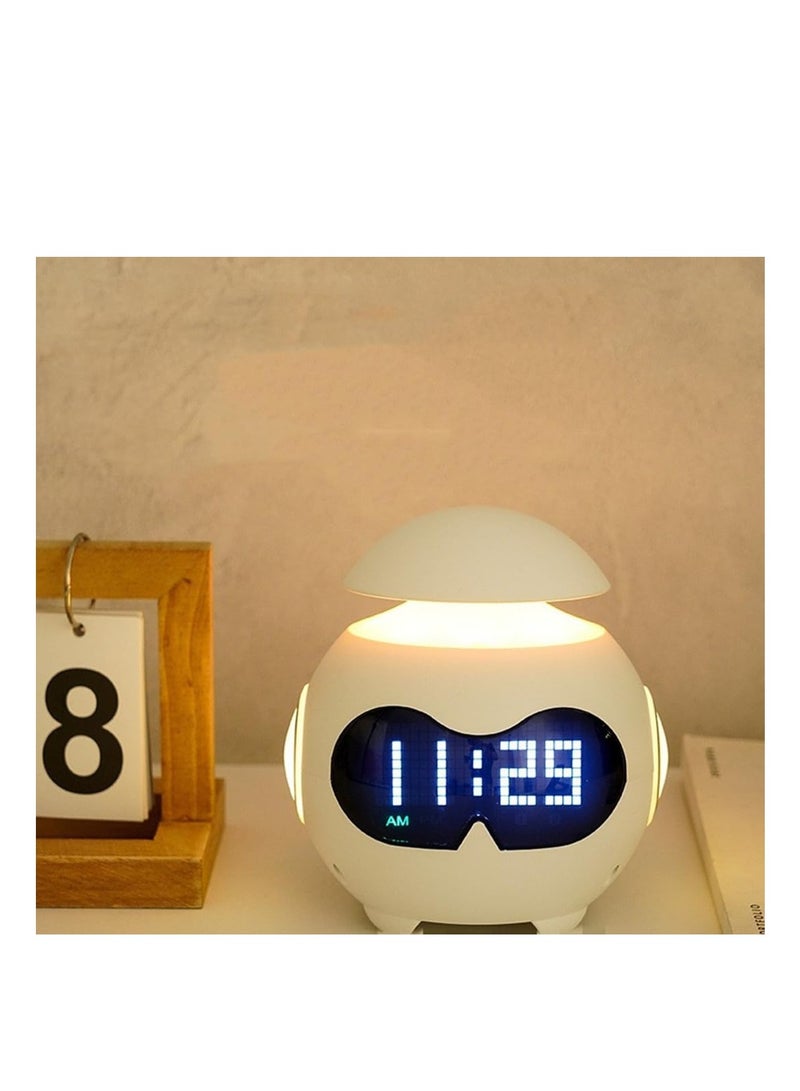 Alarm Clock for Kids, USB Powered Wake Up Alarm Clock with Emoji, Dual Alarm Setting, Bluetooth Alarm Clock with Adjustable Night Light for Bedroom, Reading, Office, White