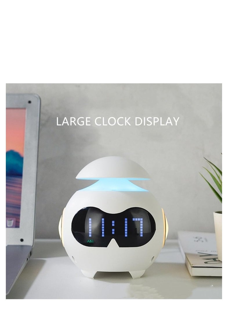 Alarm Clock for Kids, USB Powered Wake Up Alarm Clock with Emoji, Dual Alarm Setting, Bluetooth Alarm Clock with Adjustable Night Light for Bedroom, Reading, Office, White
