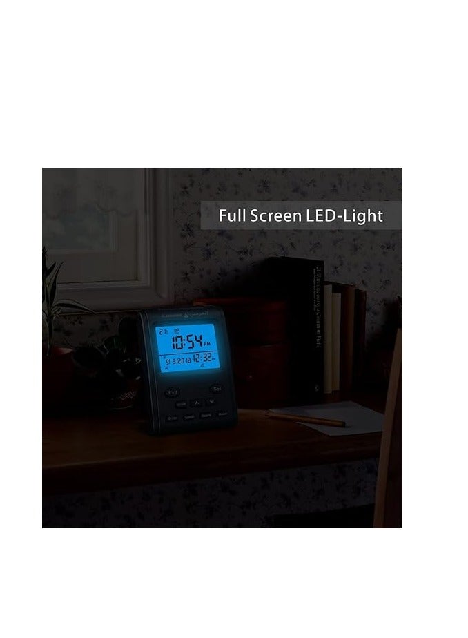 Muslim Praying Islamic Azan Table Alarm Clock Grey 96 × 55 × 131.5mm