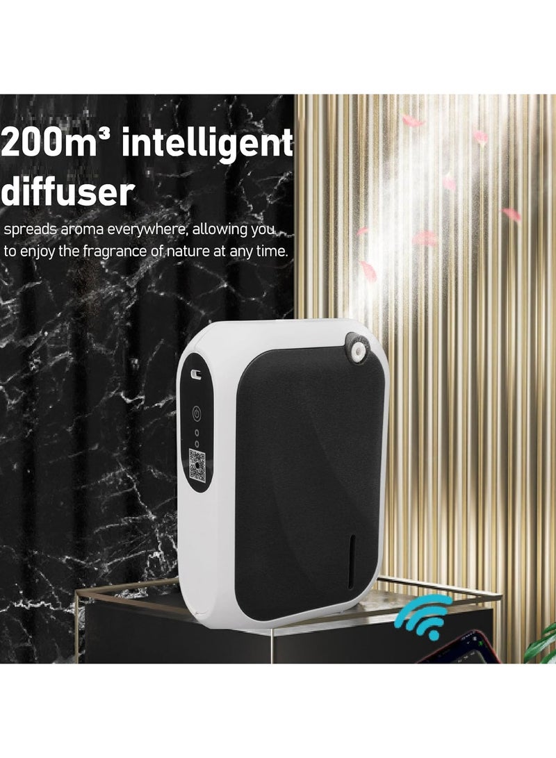 Atomizing Essential Oil Diffuser, Smart Scent Air Machine for Home, Waterless Essential 140ML Oil Diffuser with 4 Speed Adjustment and BT APP Control for Hotel SPA