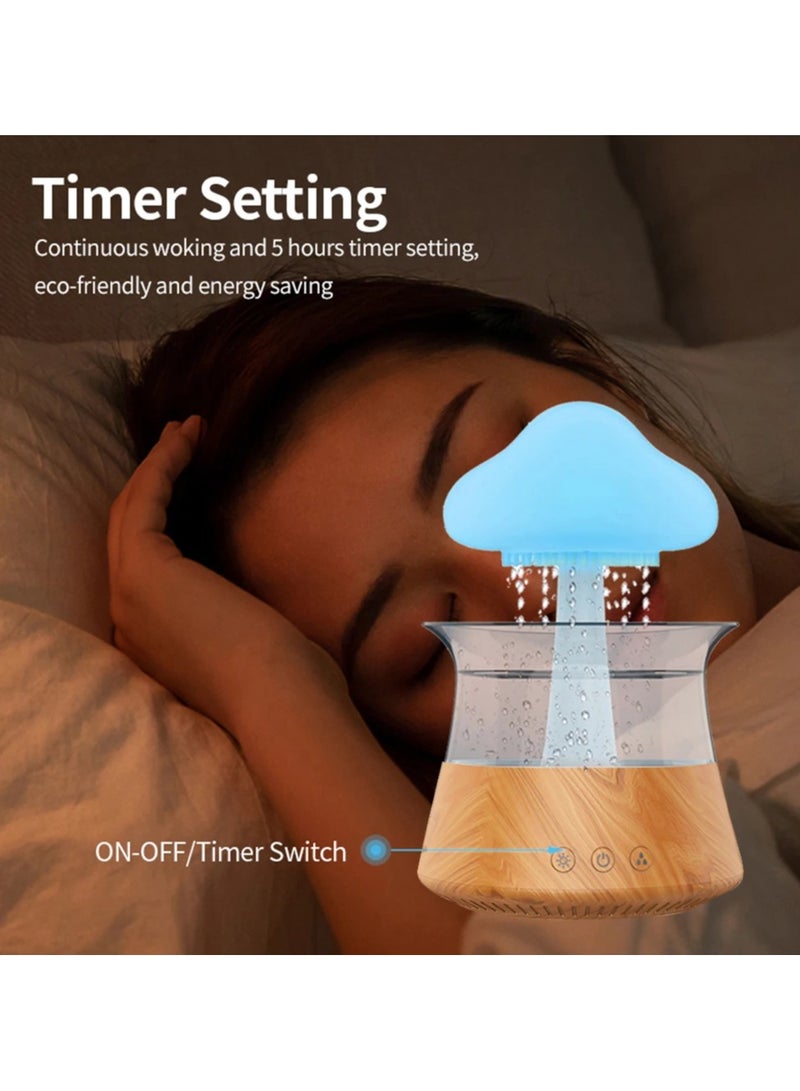 Mushroom Rain Electric Aroma Diffuser Colorful Night Light Mini Aroma Diffuser Relieve Fatigues Home Decor Humidifier for Bedroom Kids Room(300 ML With Remote)