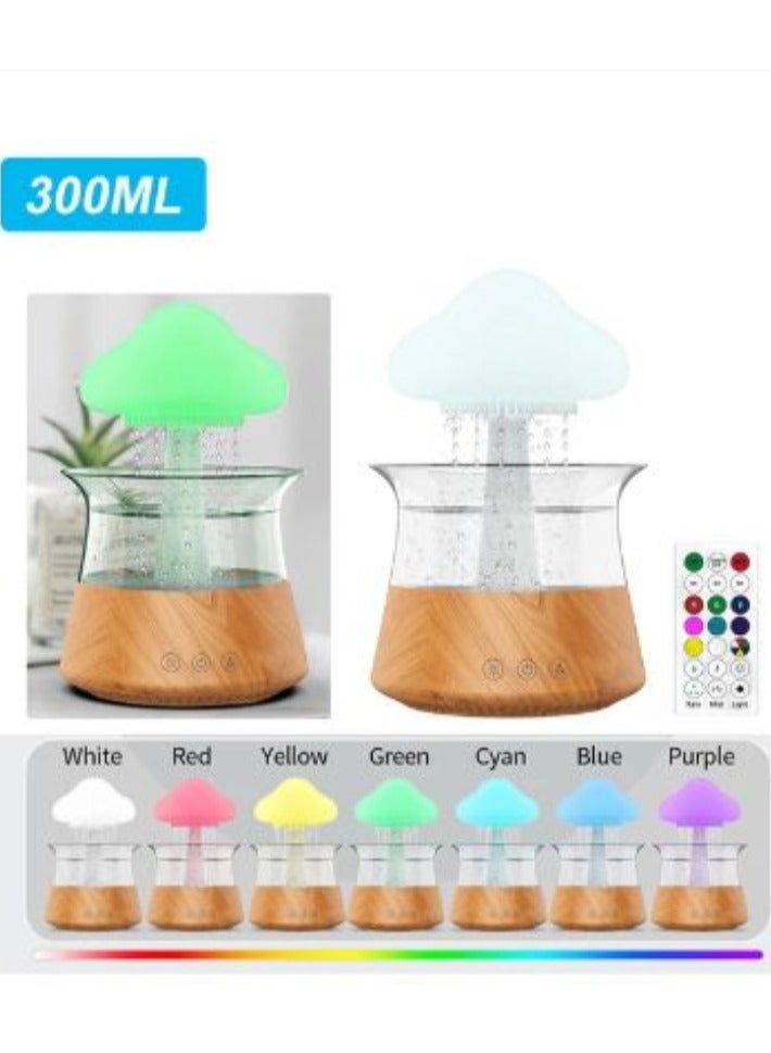 Mushroom Rain Electric Aroma Diffuser Colorful Night Light Mini Aroma Diffuser Relieve Fatigues Home Decor Humidifier for Bedroom Kids Room(300 ML With Remote)