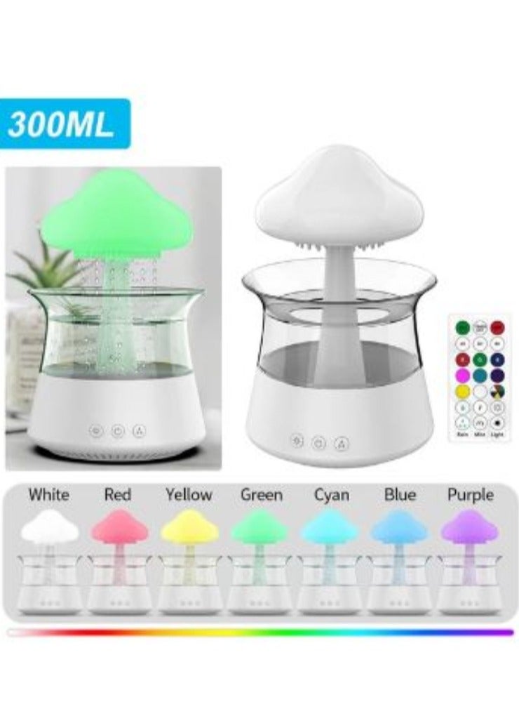 Mushroom Rain Electric Aroma Diffuser Colorful Night Light Mini Aroma Diffuser Relieve Fatigues Home Decor Humidifier for Bedroom Kids Room(300 ML With Remote)