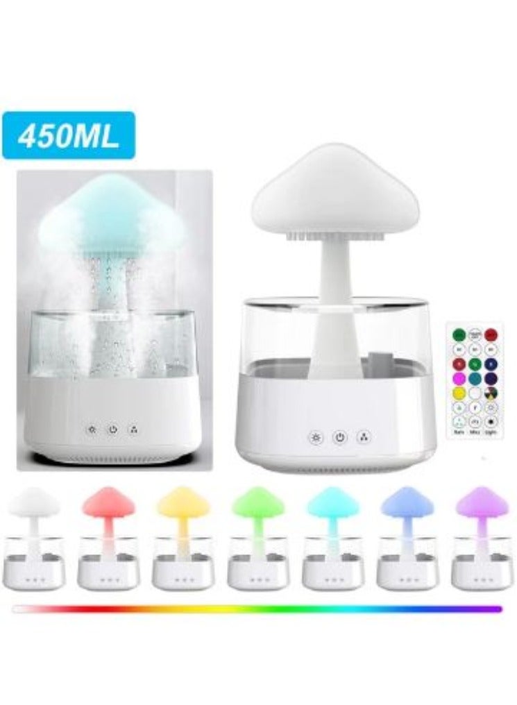 Mushroom Rain Electric Aroma Diffuser Colorful Night Light Mini Aroma Diffuser Relieve Fatigues Home Decor Humidifier for Bedroom Kids Room(450 ML With Remote)