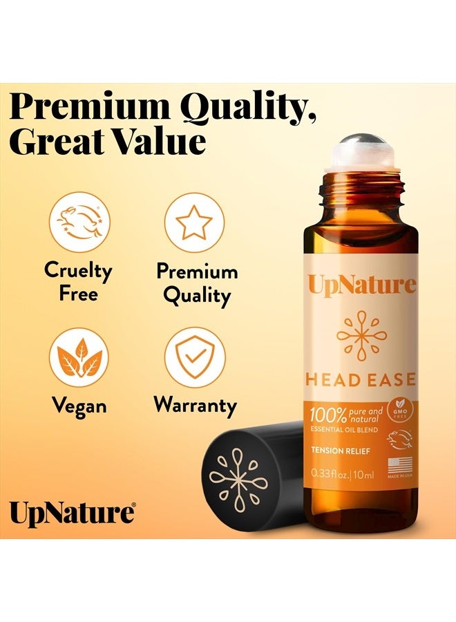 Head Ease Essential Oil Roll On Blend – Natural Head Tension Relief with Peppermint Oil, Rosemary Oil & Frankincense Oil Therapeutic Grade – Relaxing Aromatherapy Essential Oil