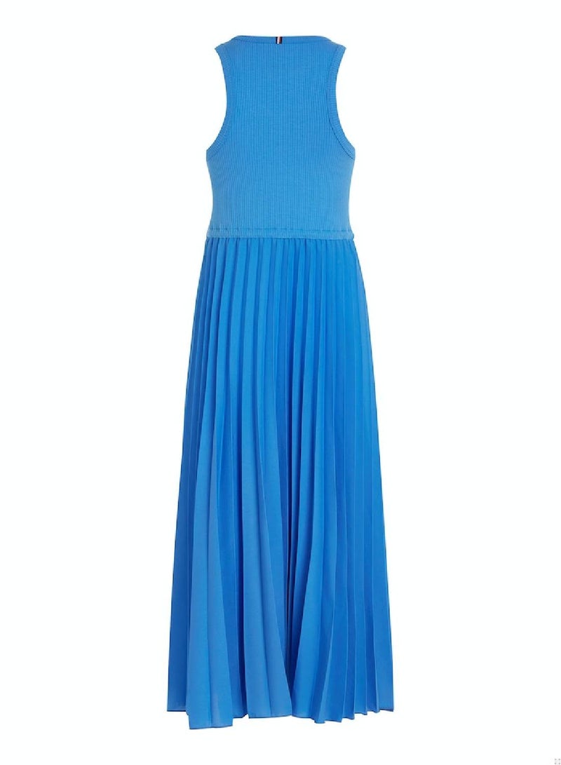 Pleated Knit Midi Dress