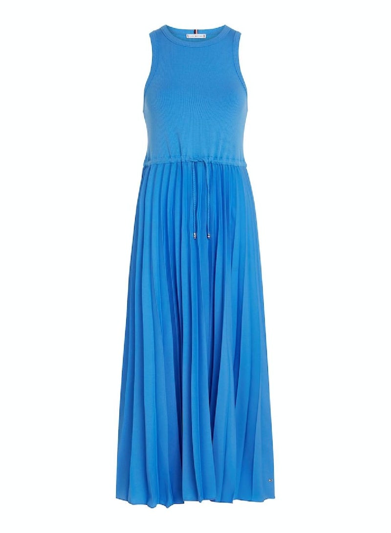 Pleated Knit Midi Dress