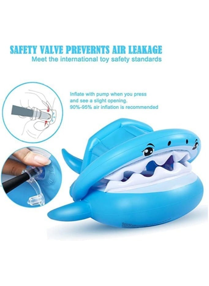 Baby Pool Float with Canopy Baby Swim Float Inflatable Swimming Ring with Adjustable Sun Protection Canopy Toddler Floaties with Seat and Handle Water Toys for Age 6-36 Months