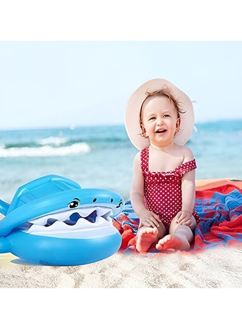 Baby Pool Float with Canopy Baby Swim Float Inflatable Swimming Ring with Adjustable Sun Protection Canopy Toddler Floaties with Seat and Handle Water Toys for Age 6-36 Months