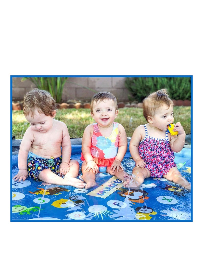 Splash Pad for Toddlers Sprinkler for Kids Water Party Spray Play Mat Baby Wading Pool for Learning Toy Water Pad “from A to Z” Outdoor Swimming Pool for Babies and Toddlers