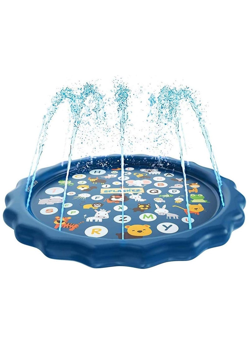 Splash Pad for Toddlers Sprinkler for Kids Water Party Spray Play Mat Baby Wading Pool for Learning Toy Water Pad “from A to Z” Outdoor Swimming Pool for Babies and Toddlers