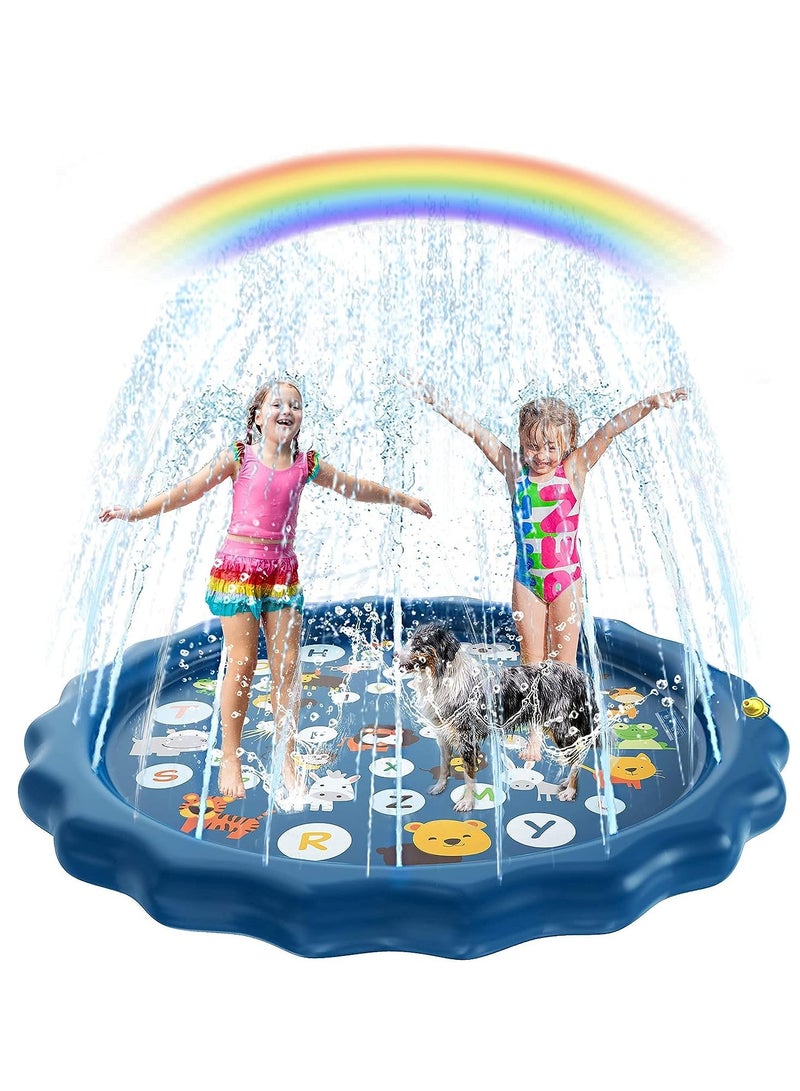 Splash Pad for Toddlers Sprinkler for Kids Water Party Spray Play Mat Baby Wading Pool for Learning Toy Water Pad “from A to Z” Outdoor Swimming Pool for Babies and Toddlers