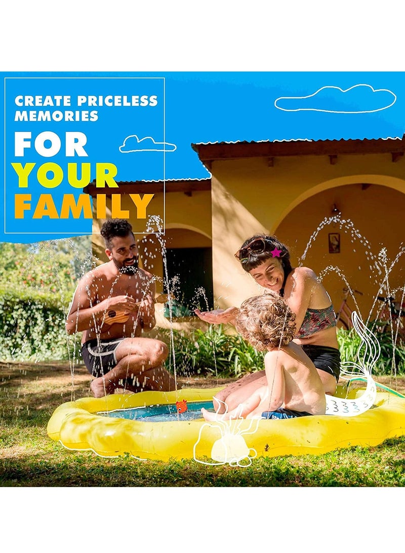 Splash Pad for Toddlers Sprinkler for Kids Water Party Spray Play Mat Baby Wading Pool for Learning Toy Water Pad “from A to Z” Outdoor Swimming Pool for Babies and Toddlers