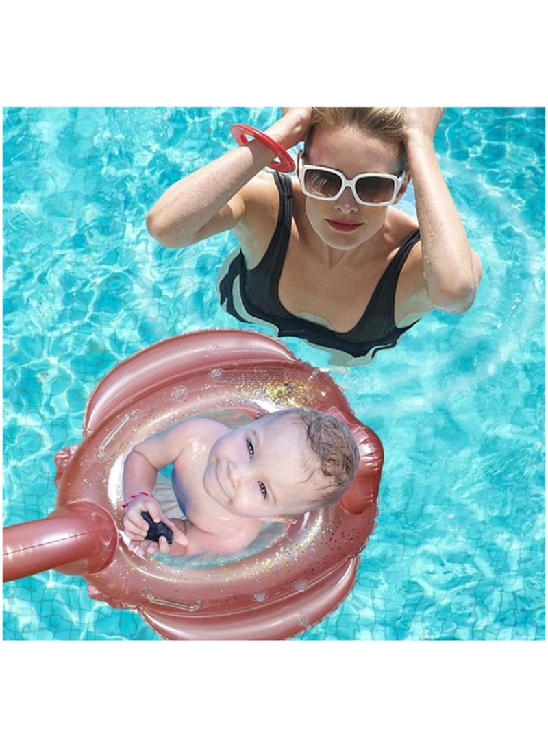 Baby Pool Float with Canopy Baby Swim Float Inflatable Swimming Ring with Adjustable Sun Protection Canopy Toddler Floaties with Seat and Handle Water Toys for Age 6-36 Months