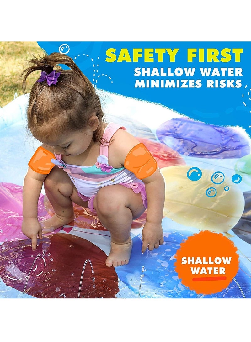 Splash Pad for Toddlers Sprinkler for Kids Water Party Spray Play Mat Baby Wading Pool for Learning Toy Water Pad “from A to Z” Outdoor Swimming Pool for Babies and Toddlers