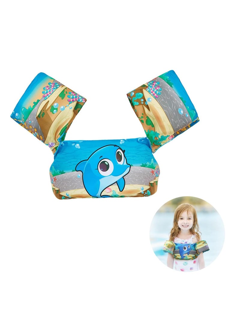 Kids Swim Vest Arm Bands Kids Swim Vest Toddler Swimming Float Vest Baby Buoyancy Safety Swim Aid Kids Learn to Swim Training Jacket for 30-50 lbs Kids Infant Child 2-6 Years Old