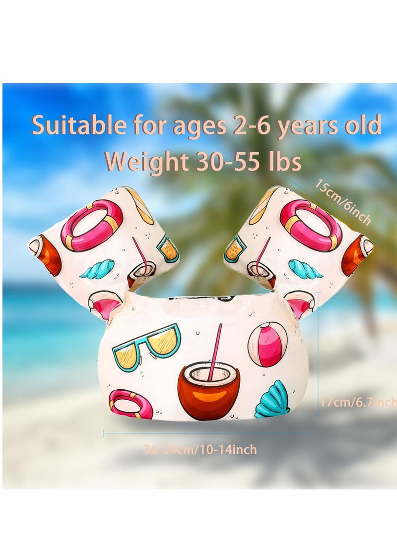 Toddler Swim Vest for Kids 1-5 Years Old 30-55 lbs Boy and Girl Learn-to-Swim Adjustable Strap Swimming Jacket Water Wings for with lovely Cartoon Children's Swimming Pool Pale Pink Coconut