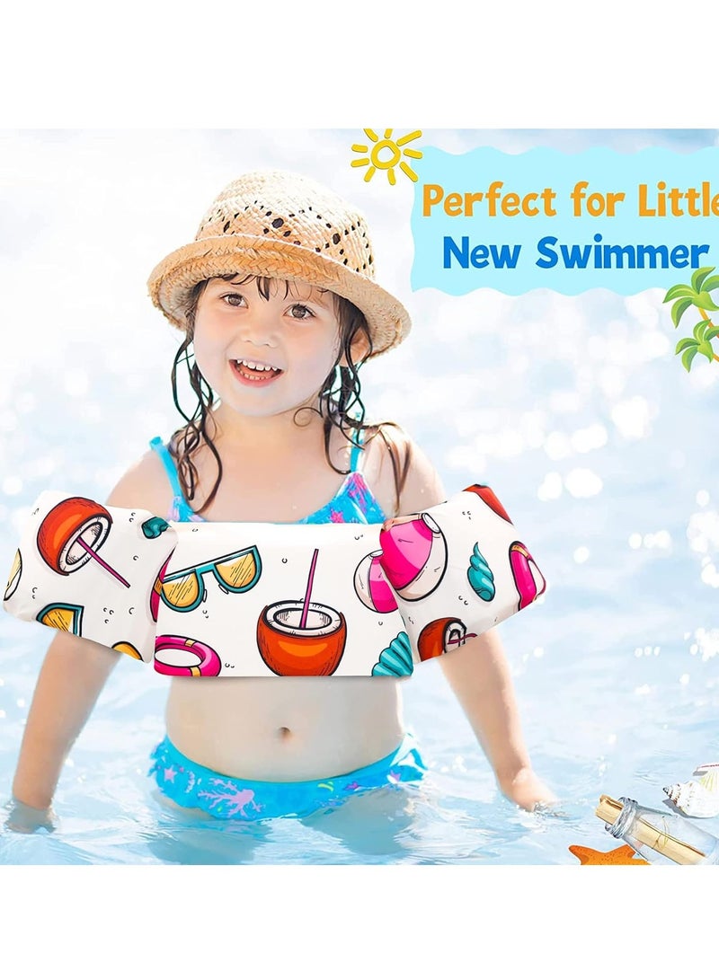 Toddler Swim Vest for Kids 1-5 Years Old 30-55 lbs Boy and Girl Learn-to-Swim Adjustable Strap Swimming Jacket Water Wings for with lovely Cartoon Children's Swimming Pool Pale Pink Coconut