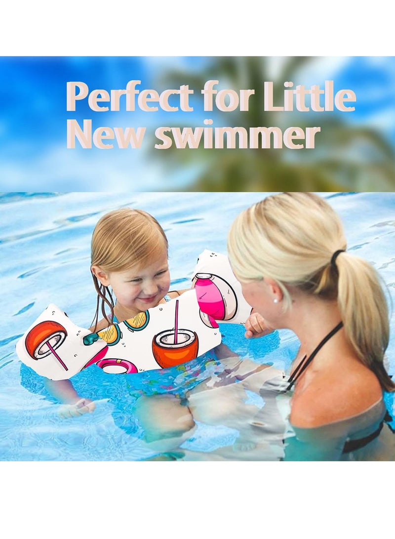 Toddler Swim Vest for Kids 1-5 Years Old 30-55 lbs Boy and Girl Learn-to-Swim Adjustable Strap Swimming Jacket Water Wings for with lovely Cartoon Children's Swimming Pool Pale Pink Coconut