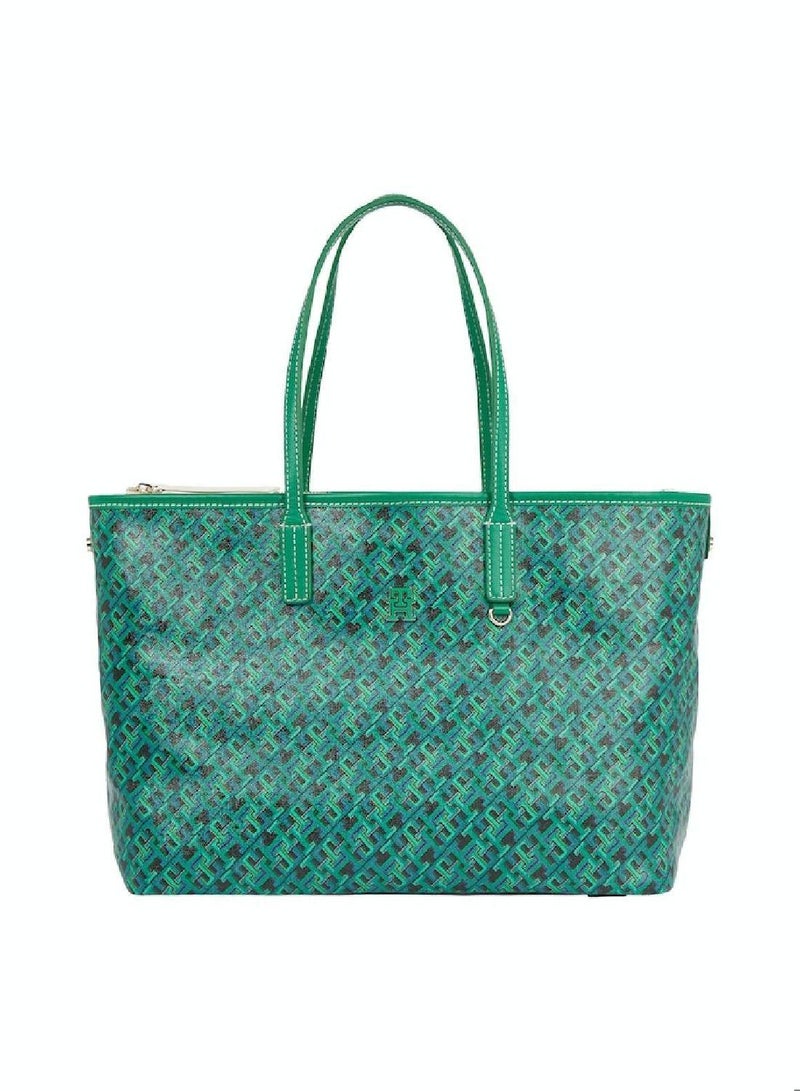 Women's Removable Laptop Pouch Tote -  Pure cotton, Green