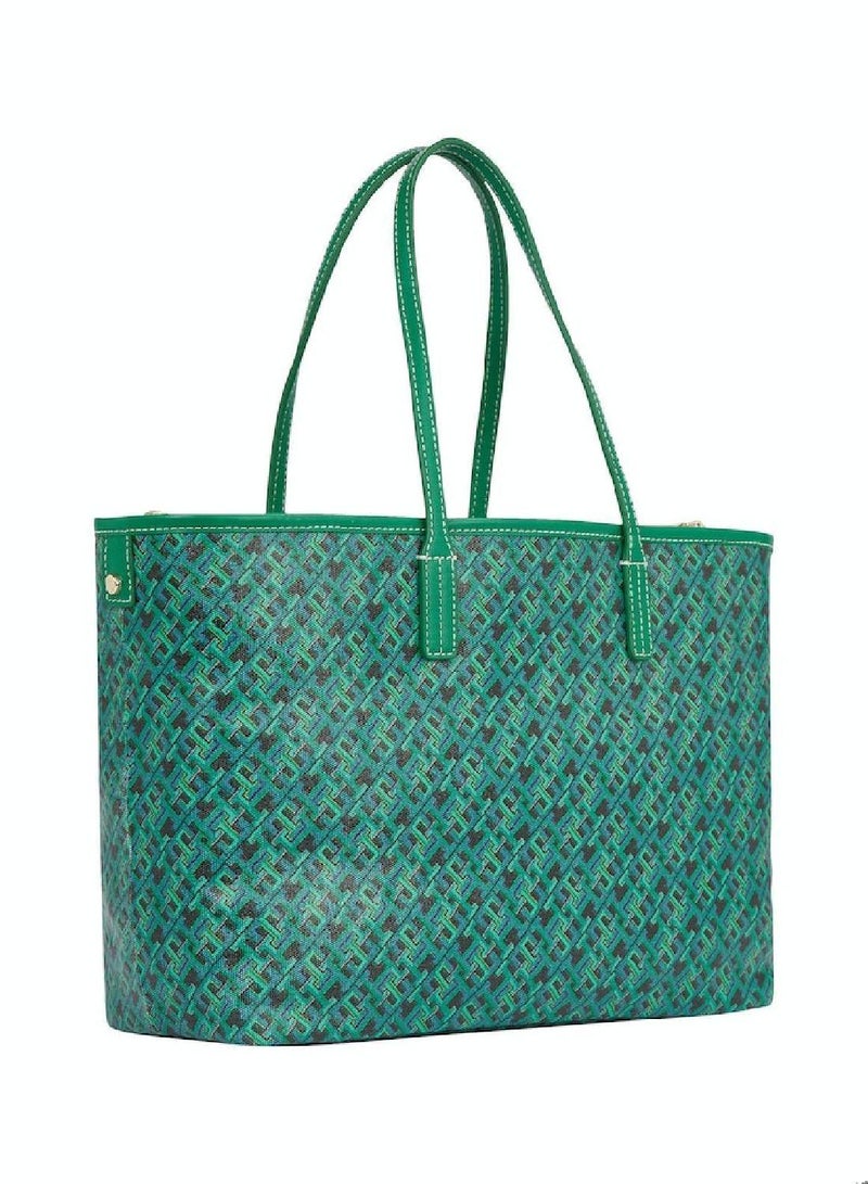 Women's Removable Laptop Pouch Tote -  Pure cotton, Green