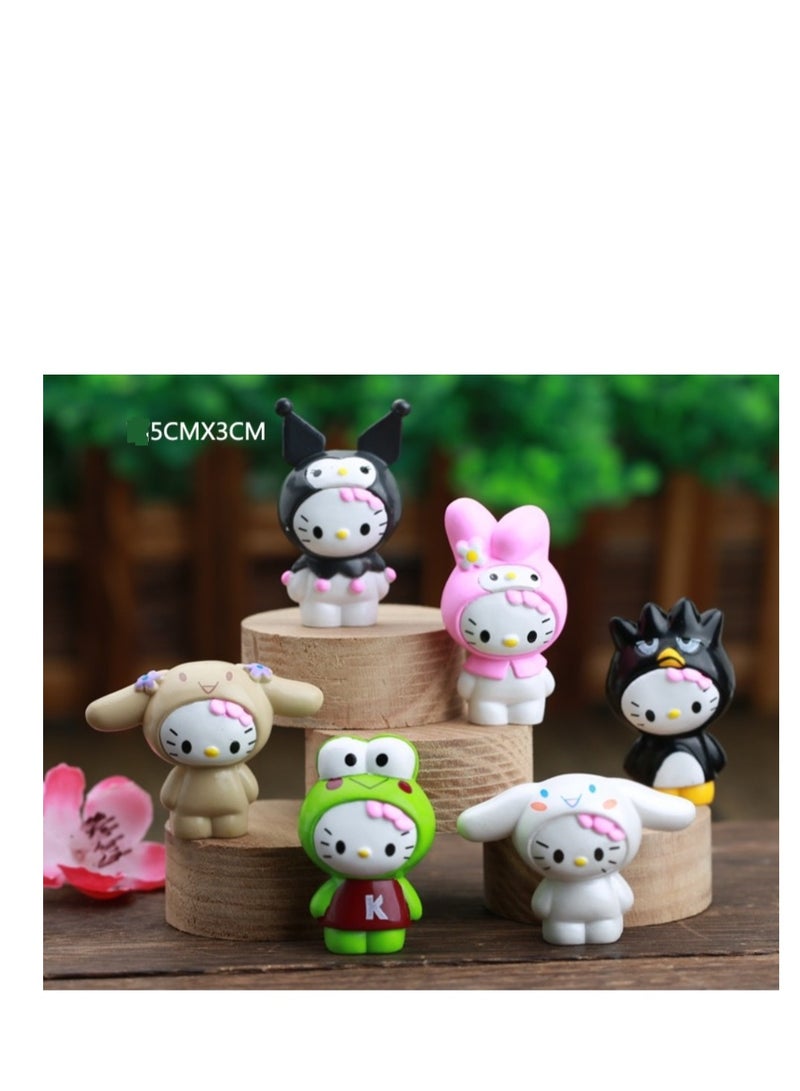 6 Pack Kawaii Sanrio Figure Hello Kitty Figure Birthday Party Supplies, Cinnamon Cupcake Toppers, Cute Mini Figure Toys  Birthday Party Favor For Kids Fans Collection Bouquet Desk Decor