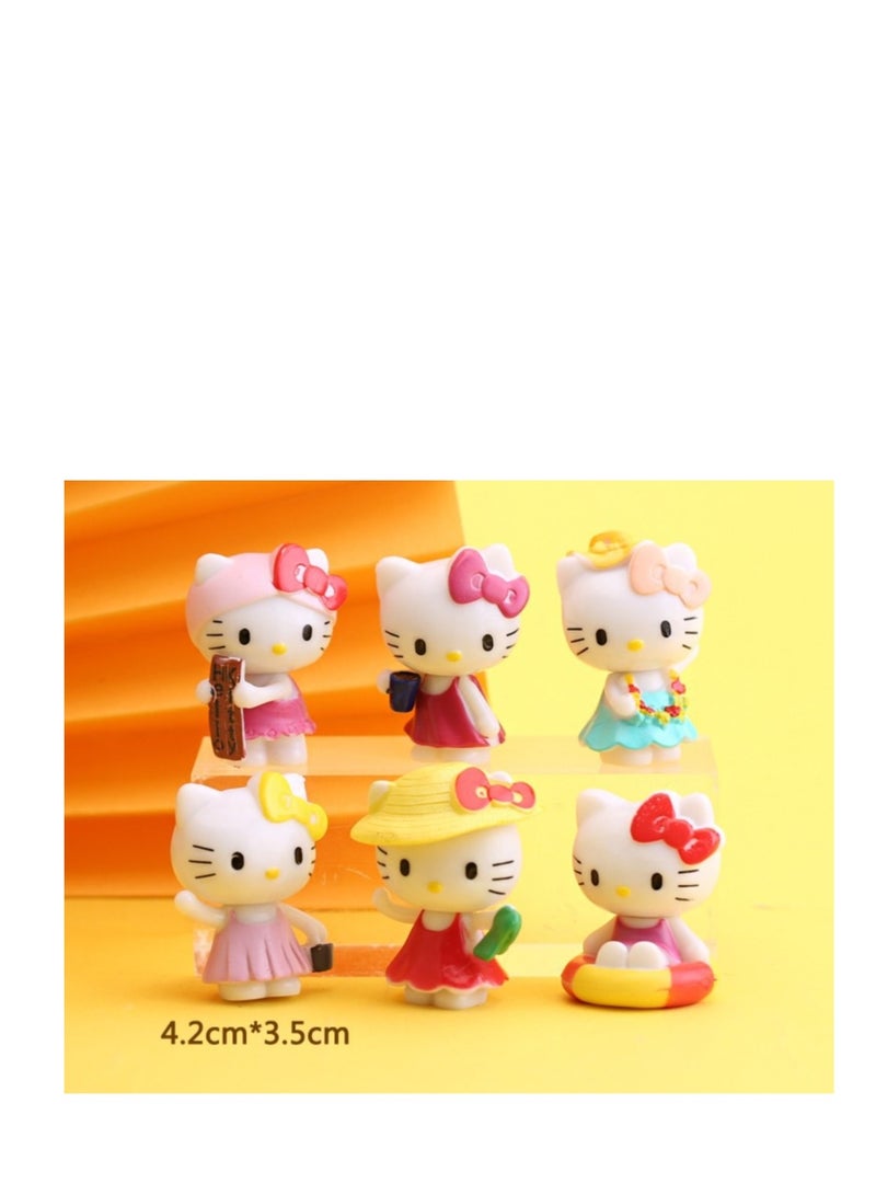 6 Pack Kawaii Sanrio Figure Hello Kitty Figure Birthday Party Supplies, Cinnamon Cupcake Toppers, Cute Mini Figure Toys  Birthday Party Favor For Kids Fans Collection Bouquet Desk Decor