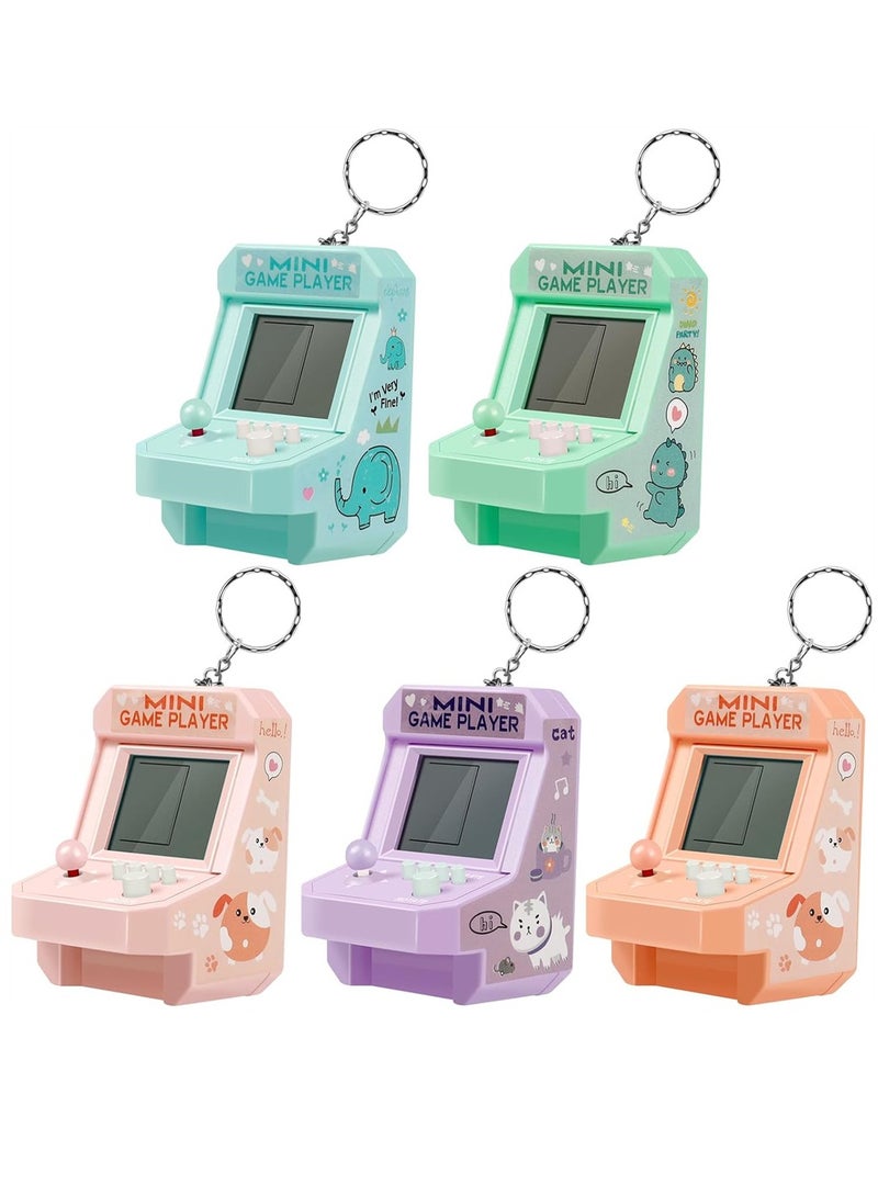 5 Pack Mixcolor Mini Game Console Keychains Video Game Party Favors Perfect for Kids Classroom Birthday Parties, Holidays and School Activities
